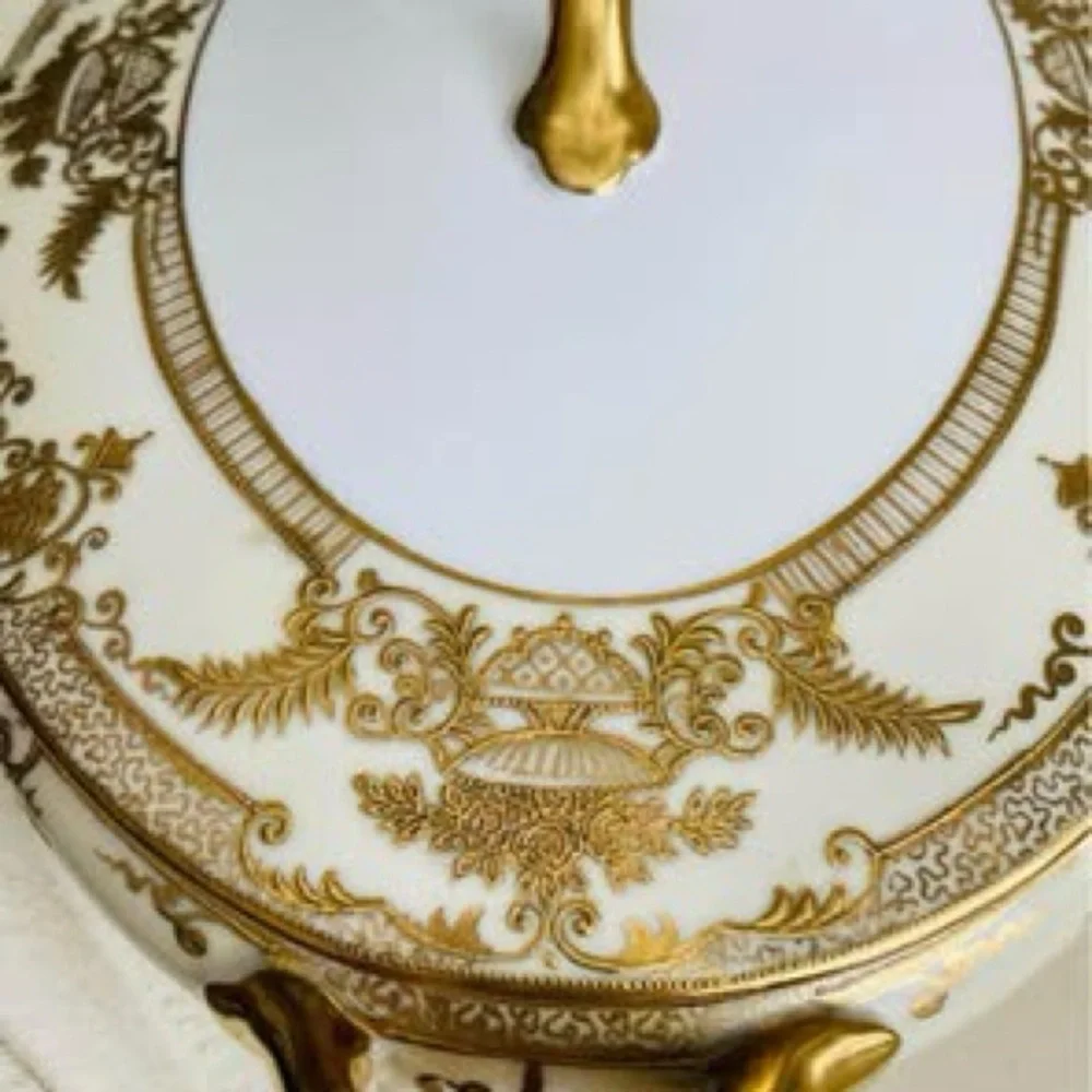 Noritake VINTAGE  Gold FLEURGOLD SERVING BOWL WITH LID NO. 37531